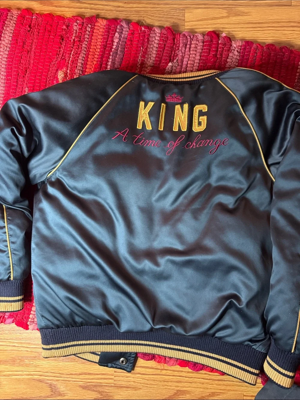 Dolce & Gabbana Navy and Gold Bomber Jacket I am the king of my life boys 6